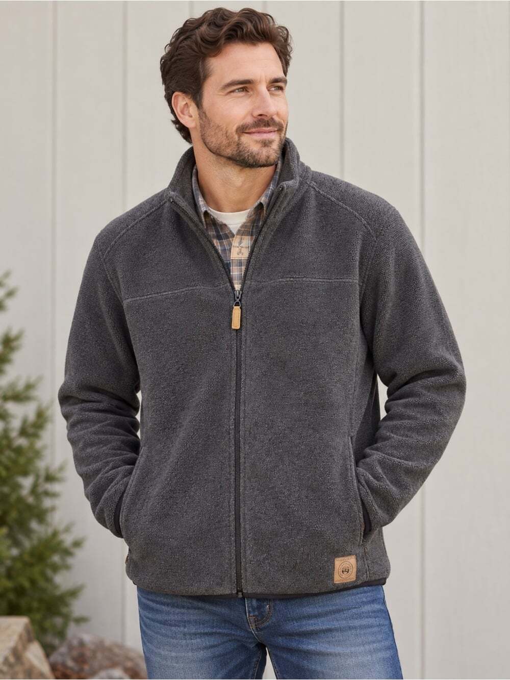 Field & Stream Men’s XL Charcoal Sweater Fleece Full Zip Jacket Outdoors Cabin
